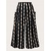 Women Plaid Striped Print Plus Size Side Pocket Loose Pants