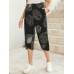 100  Cotton Abstract Printing Casual Loose Pants For Women