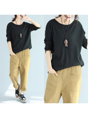 baggy loose winter woolen black sweater  fit long sleeve knit pullover